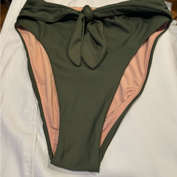 New with tags- JCrew olive green high wasted bikini bottom. - Picture 2 of 5